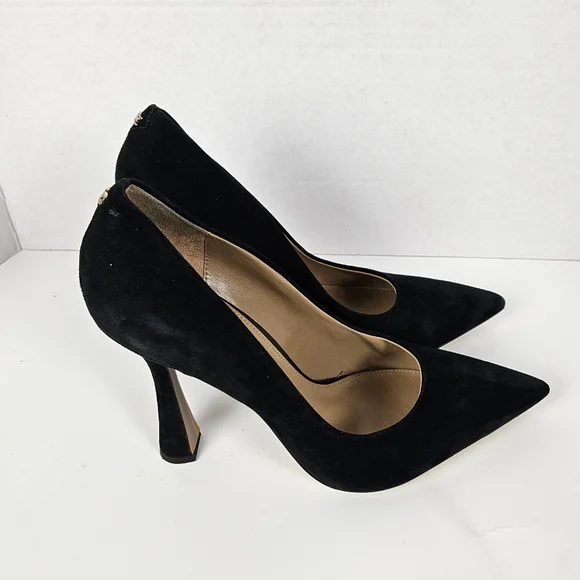 Sam Edelman Antonia Pointed Toe Black Suede Pump Heel Size 8.5 Minimalist - Picture 3 of 8